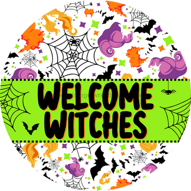 Wreath Sign, Halloween Sign, Witch Sign, DECOE-2125, Sign For Wreath, Round Sign, DecoExchange - DecoExchange®